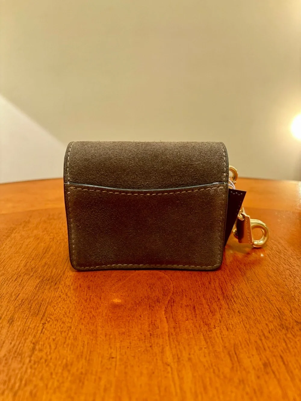 Coach Klare Bag Charm Green Suede With Tan Signature Canvas Brass Hardware  NWT